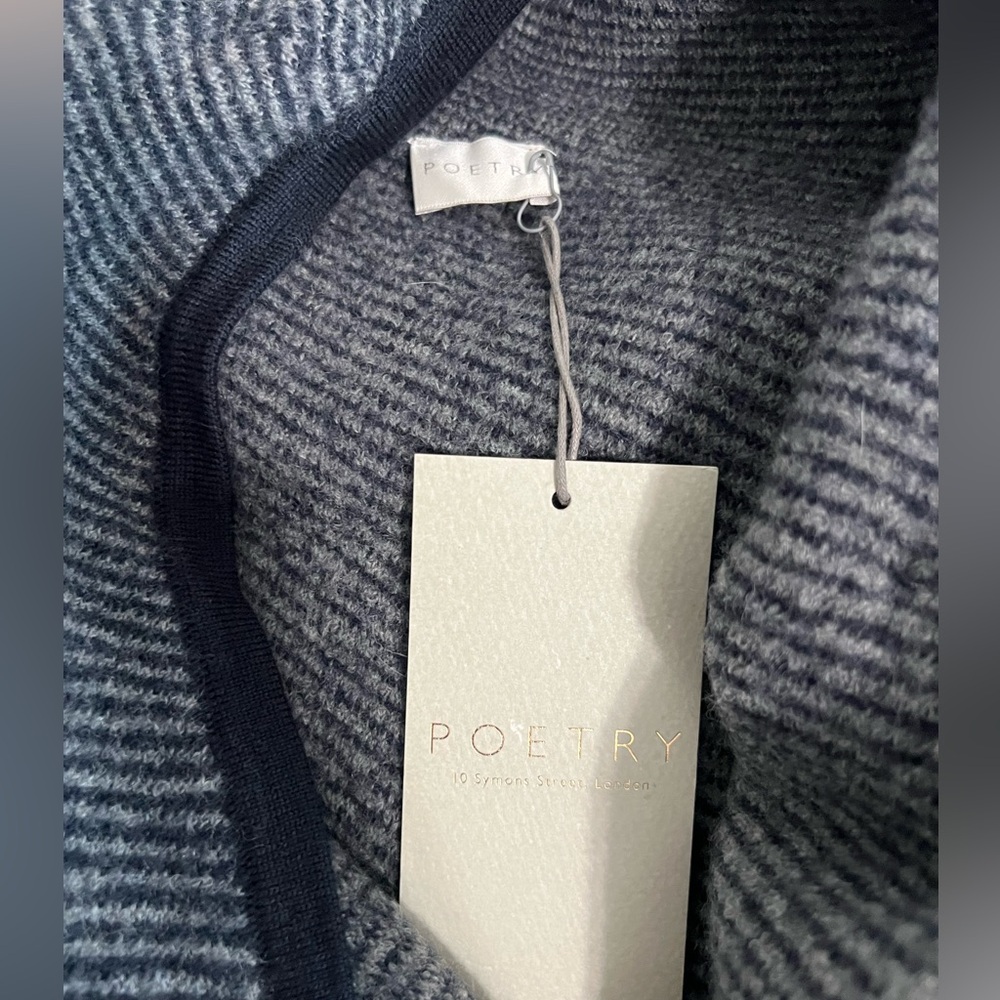 NWT POETRY FUNNEL-NECK COAT BOILED WOOL US SIZE 14 XXL NAVY & WHITE Long Sweater - Picture 12 of 16